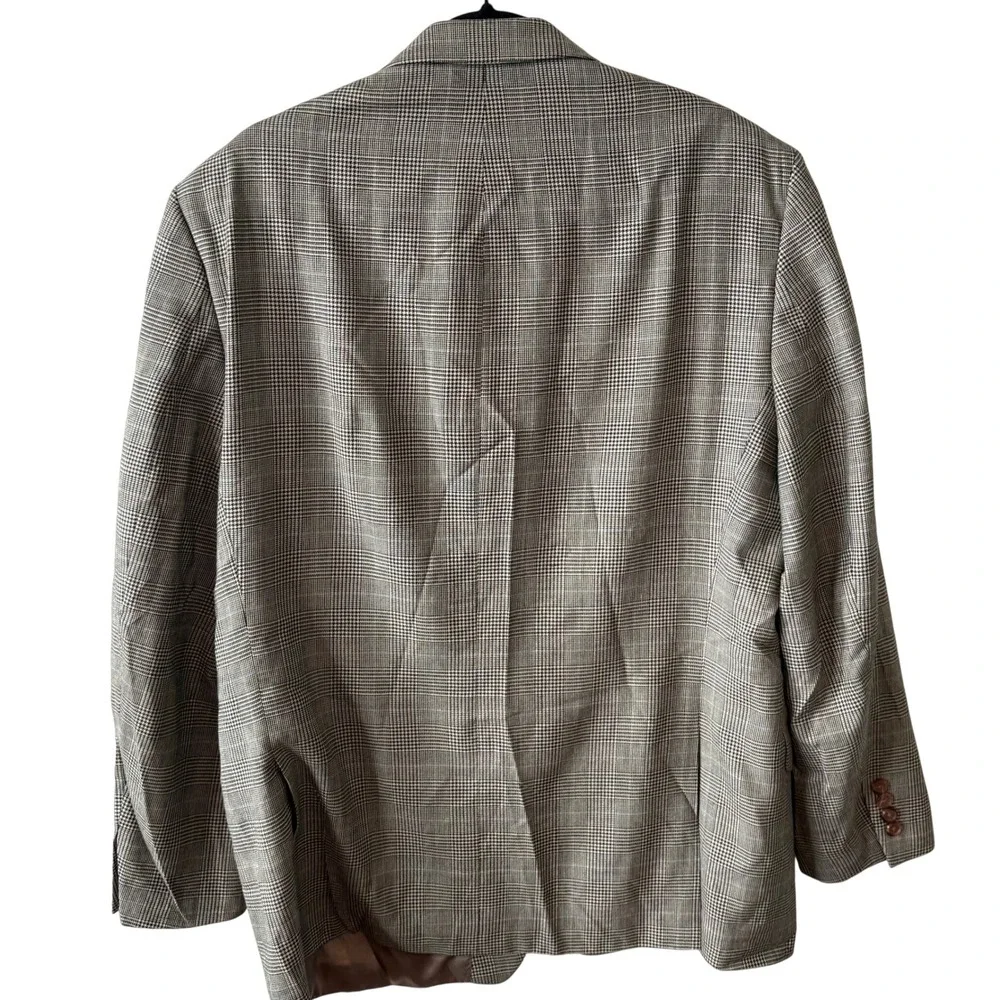Lauren Ralph Lauren Men's Black‎ Tan Glen Plaid Silk Wool Sports Jacket Size 44R